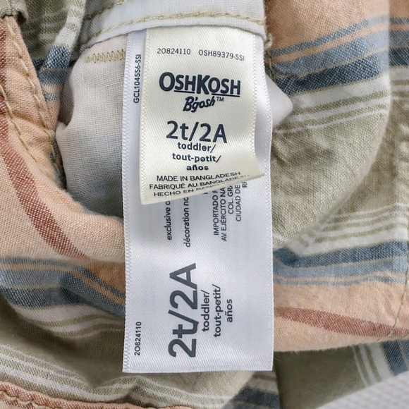 OshKosh Baja Stripe Canvas Shortall - 2T - Picture 6 of 7